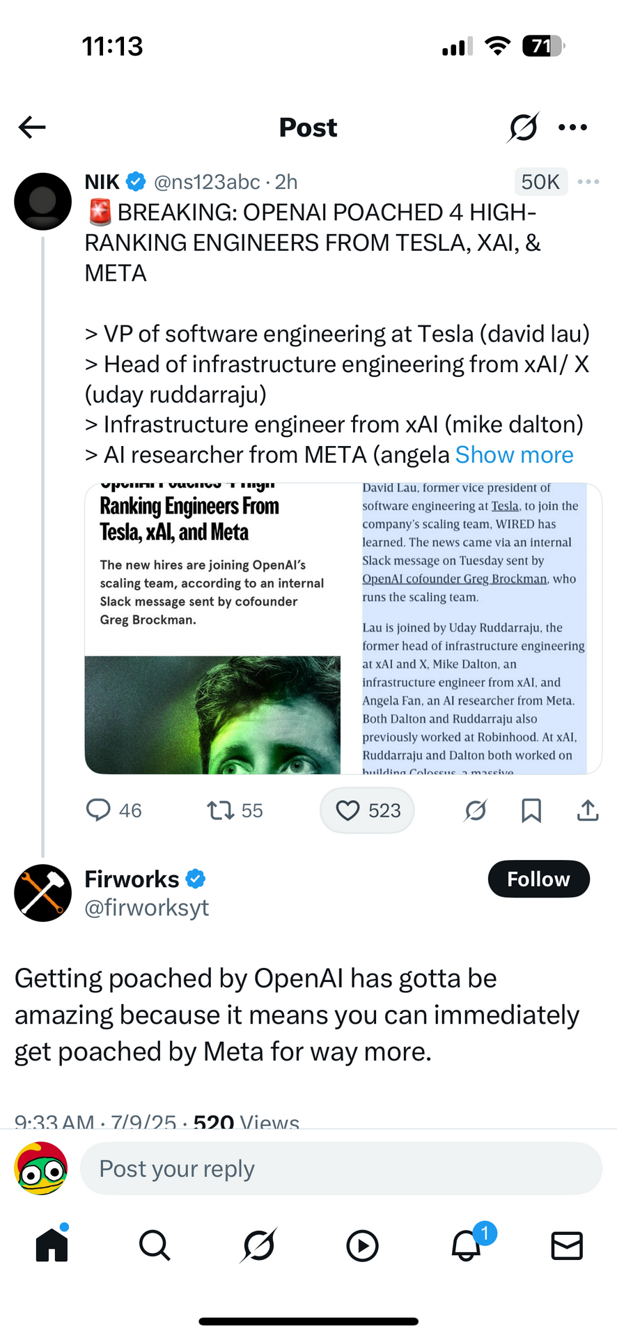 Meme tagged ai, developer, openai, xai