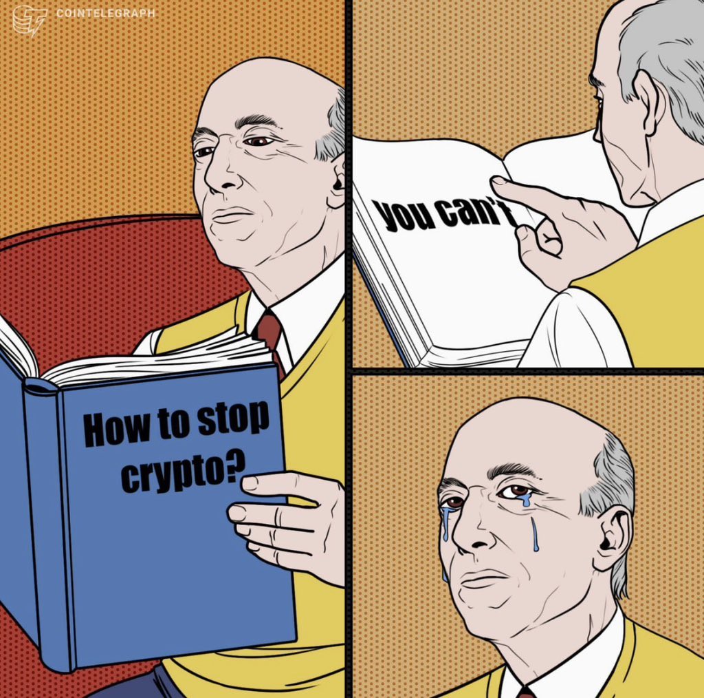 Meme tagged cartoon, crypto