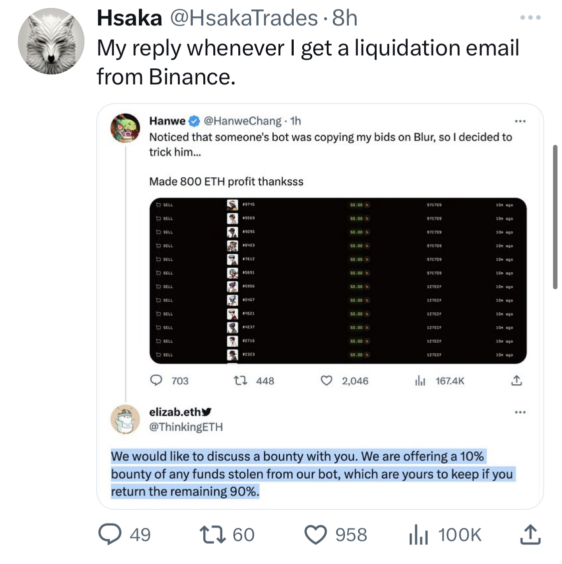 Meme tagged binance, blur, bounty, crypto