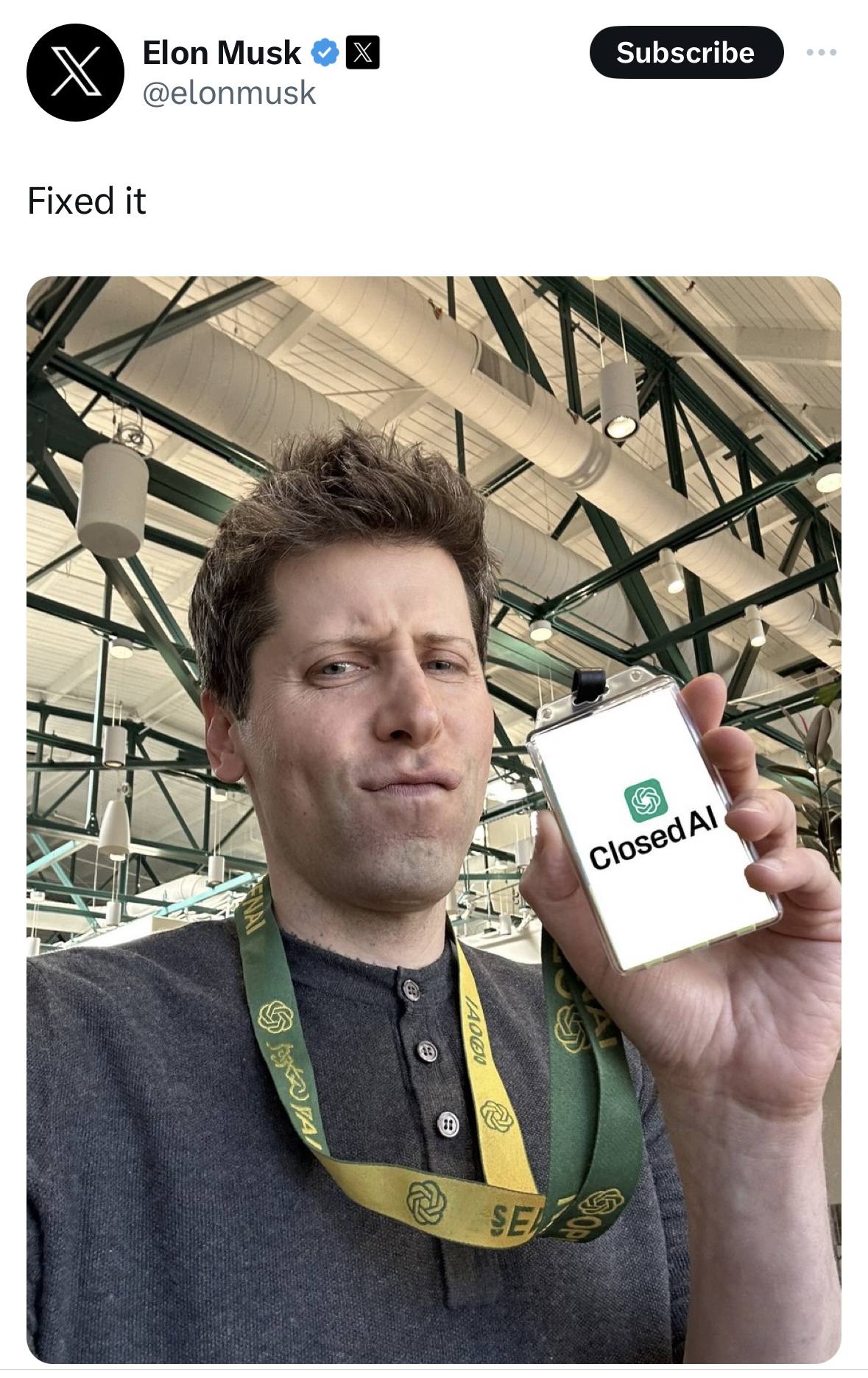 Meme tagged samaltman