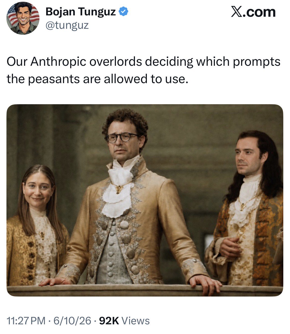 Meme tagged ai, anthropic, colonial, costume