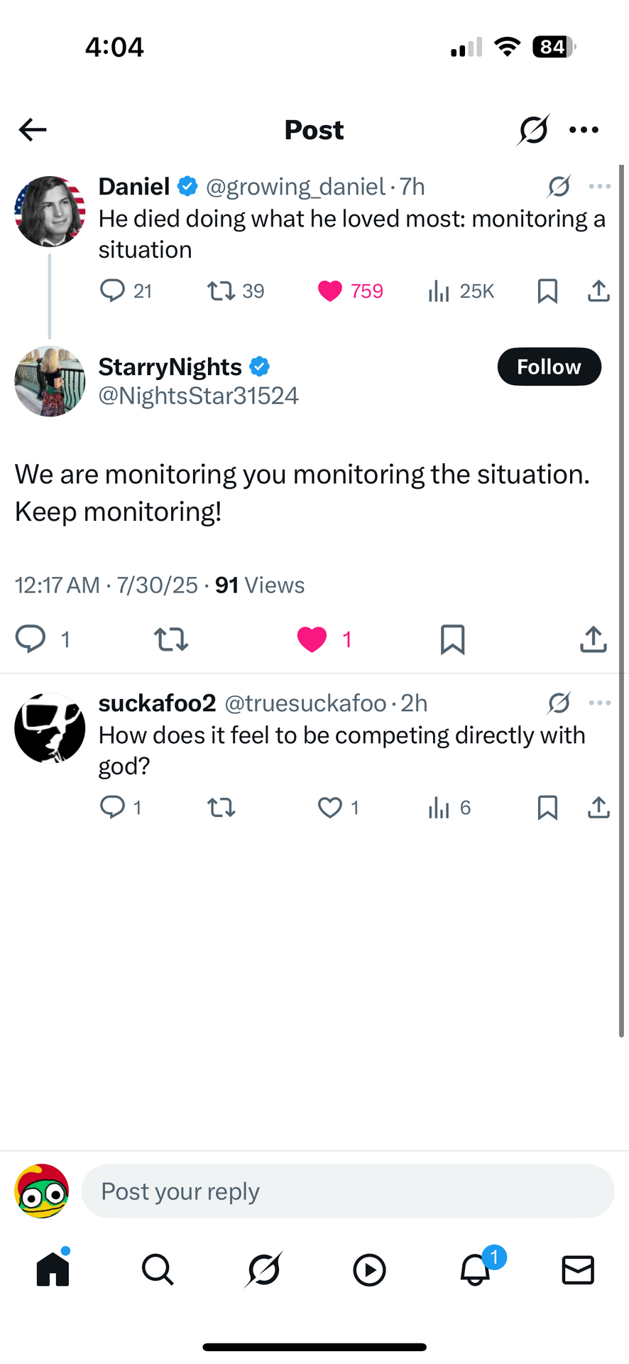 Meme tagged dark-humor, death-joke, meme, monitoring-the-situation