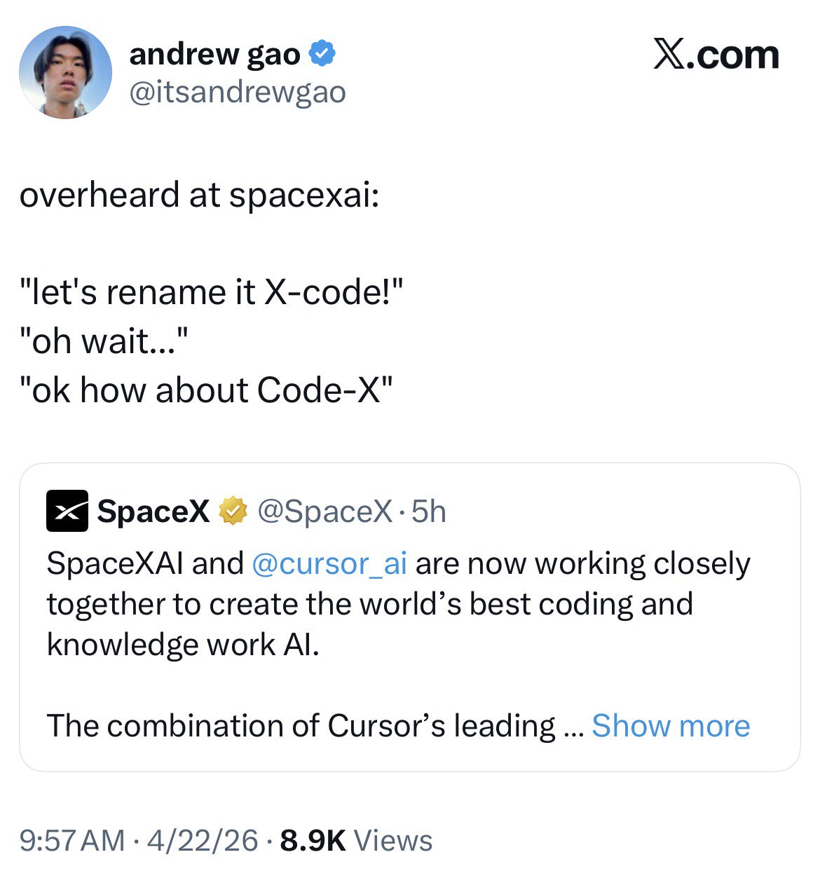 Meme tagged ai, twitter, xai