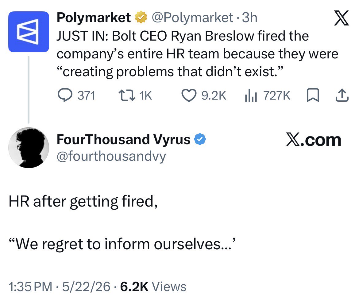 Meme tagged crypto, firing, hr, layoffs