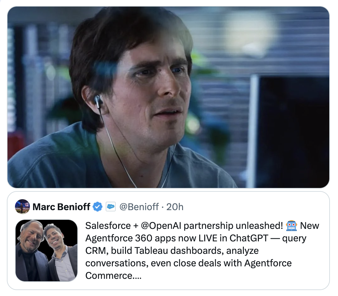 Meme tagged agentforce, ai-partnership, chatgpt, marc-benioff