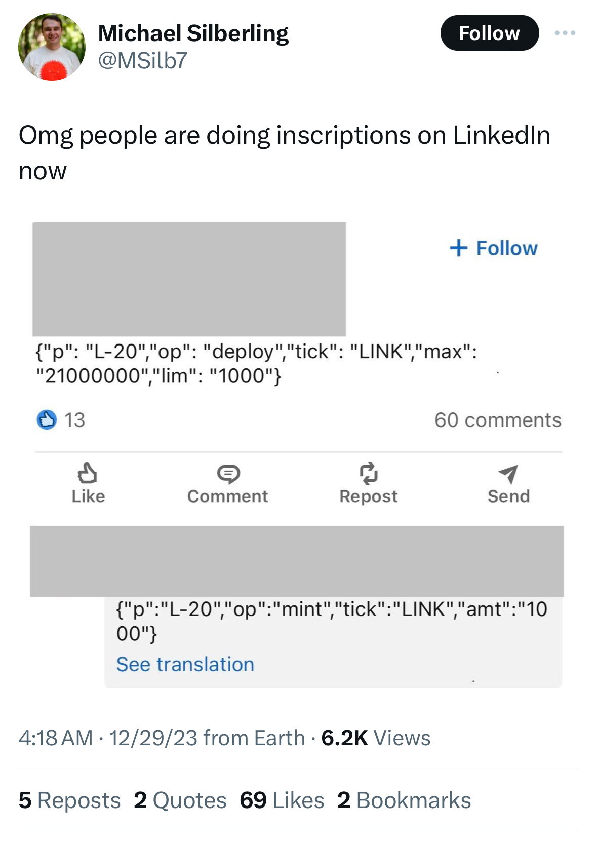 Meme tagged crypto, twitter