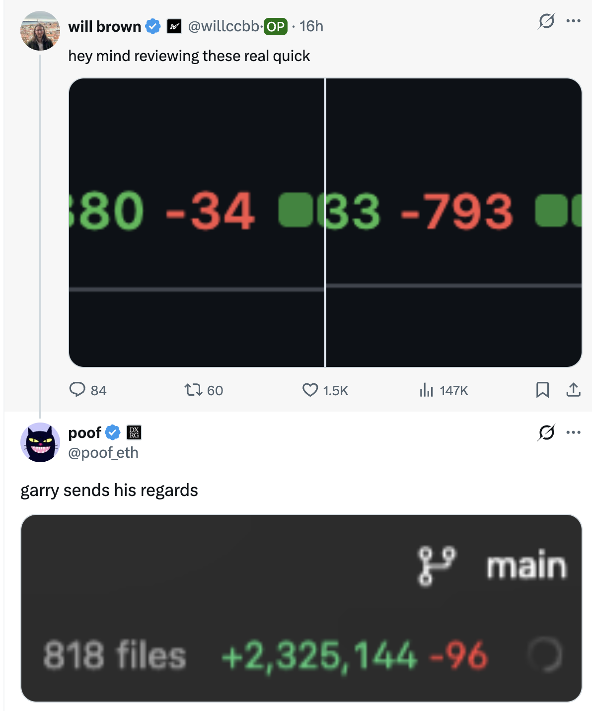 Meme tagged ai, code-review, developer, gary